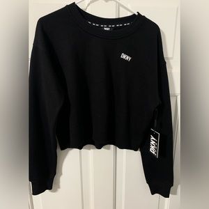 NWT Women’s DKNY Sport Cropped Black Sweatshirt Retail $59.50 Size S